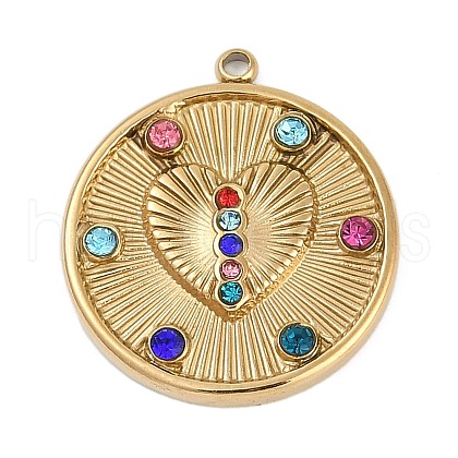 304 Stainless Steel Rhinestone Pendants STAS-I325-037G-01-1