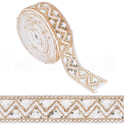Sparkle Polyester Embroidery Ribbon OCOR-WH0070-76B-1