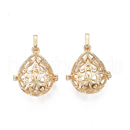 Rack Plating Brass Locket Pendants KK-N245-003G-1