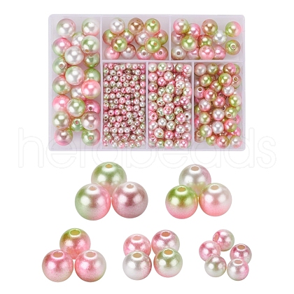 497Pcs 5 Style Rainbow ABS Plastic Imitation Pearl Beads OACR-YW0001-09C-1