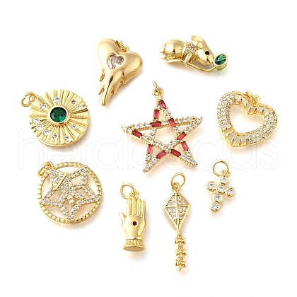 Brass Rhinestones Pendants KK-D362-05G-1
