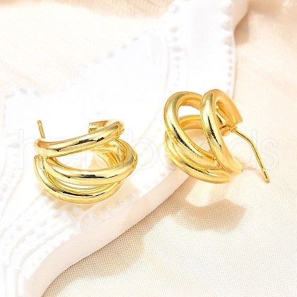 Brass Half Hoop Earrings EJEW-A056-09G-1