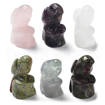 Natural Gemstone Carved Healing Parrot Figurines G-K342-01-1