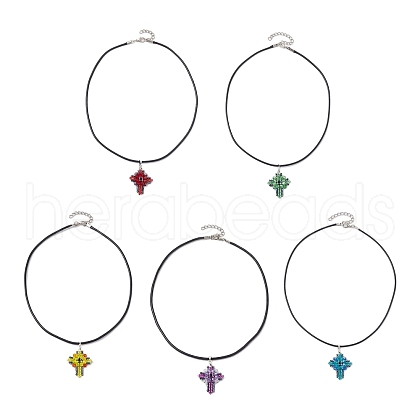 Transparent Electroplate Glass Pendant Necklaces NJEW-MZ00040-1