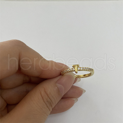 Brass Micro Pave Clear Cubic Zirconia Finger Rings FS-WGE303B-06-1