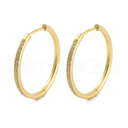 Ion Plating(IP) 304 Stainless Steel Micro Pave Clear Cubic Zirconia Huggie Hoop Earrings EJEW-C096-01H-G-1