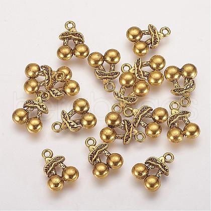Tibetan Style Alloy 3D Cherry Charms TIBEP-23493-AG-RS-1