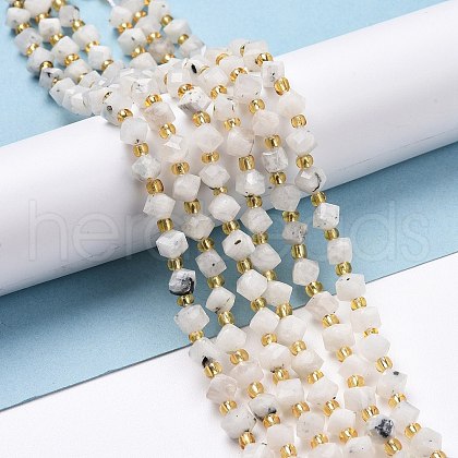 Natural Rainbow Moonstone Beads Strands G-P463-15-1
