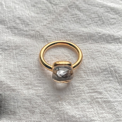 Square 304 Stainless Steel with Glass Finger Rings FS-WG8AAFA-14-1