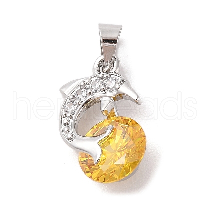 Rack Plating Brass Micro Pave Cubic Zirconia Pendants ZIRC-I066-01P-01-1