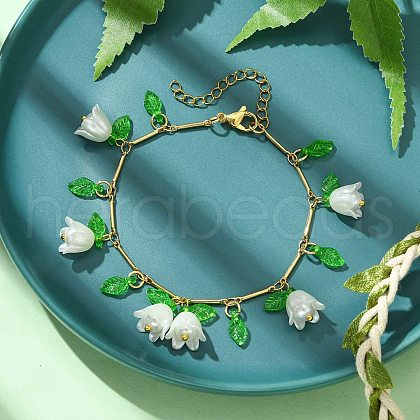 Brass Bar Link Chains Charm Bracelets BJEW-JB11523-03-1