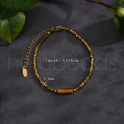 Natural Tiger's Eye Beads Stretch Bracelets for Women Men PH6456-4-1