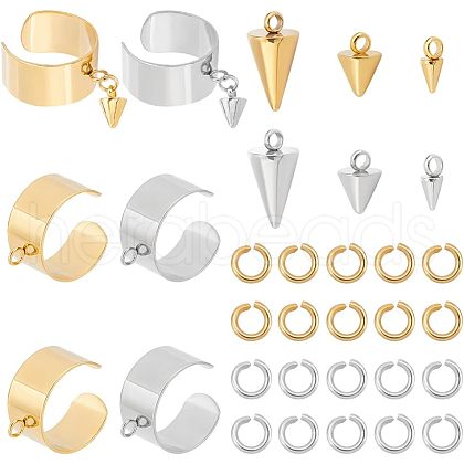 Unicraftale DIY Cone Charm Cuff Ring Making Kit STAS-UN0039-59-1
