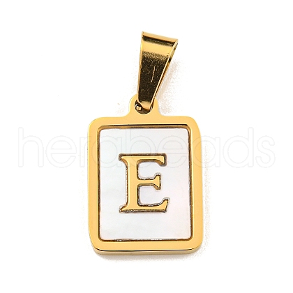 PVD Vacuum Plating 304 Stainless Steel Pave Natural White Shell Pendants STAS-S130-03G-E-1