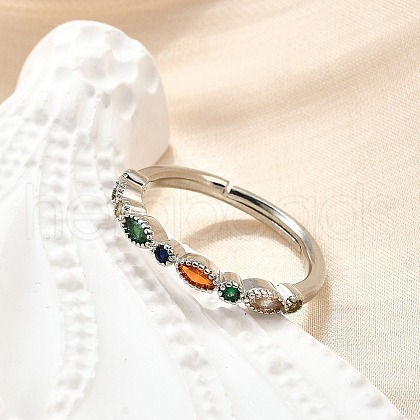 Adjustable Brass Micro Pave Cubic Zirconia Finger Rings for Women RJEW-H247-15P-1