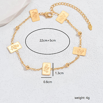 Brass Rose Chain Ankletsts for Women SG5790-1-1