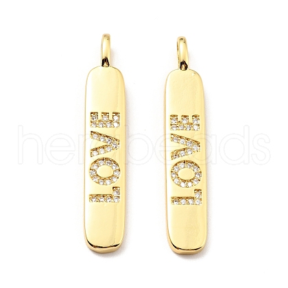 Brass Micro Pave Clear Cubic Zirconia Pendants KK-G416-08G-1