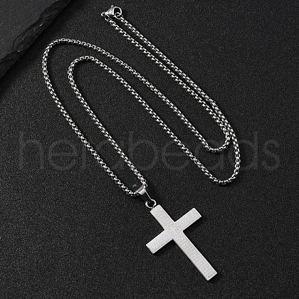 Religion Cross 201 Stainless Steel Pendant Necklaces WG7EF33-01-1