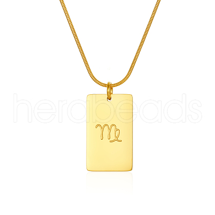 Stylish Stainless Steel 12 Zodiac Rectangle Pendant Necklaces for women GA2858-2-1