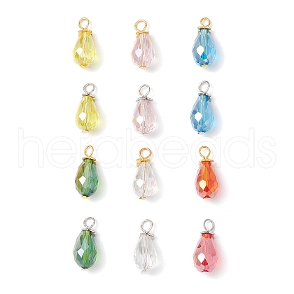 12Pcs 6 Colors Electroplate Glass Pendants PALLOY-JF03956-1