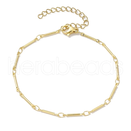 Brass Bar Link Chain Bracelets for Women Men BJEW-JB10274-01-1