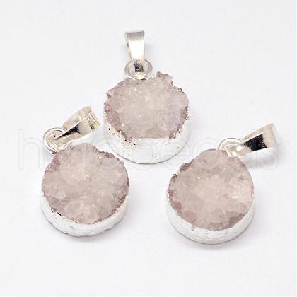 Electroplated Natural & Dyed Druzy Agate Pendants G-N0167-018B-1