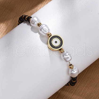 304 Stainless Steel Beaded Bracelets for Women BJEW-Z099-01G-1