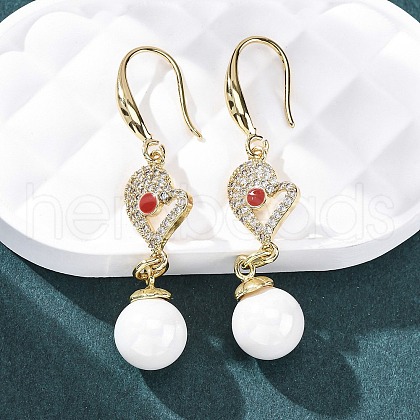 Brass Micro Pave Clear Cubic Zirconia Dangle Earrings EJEW-F362-01G-1