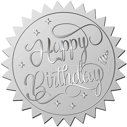 34 Sheets Happy Birthday Custom Silver Foil Embossed PET Picture Sticker DIY-WH0528-008-1