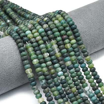 Natural Moss Agate Beads Strands G-P575-A24-6x4mm-1