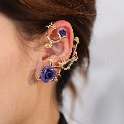 Alloy Rose Climber Wrap Around Stud Earrings for Women EJEW-A096-01B-1