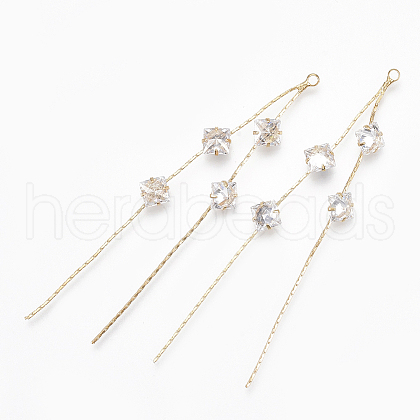 Brass Big Chain Tassel Pendants X-KK-S348-062-1