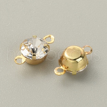 Brass Clear Cubic Zirconia Connector Charms RB-WH0005-002D-KCG-1