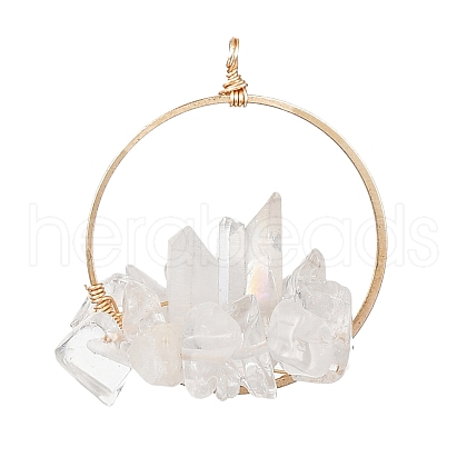 Natural Quartz Crystal Pendants PALLOY-JF02403-01-1
