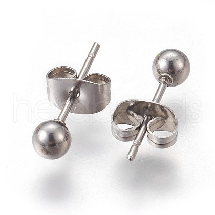 201 Stainless Steel Ball Stud Earrings EJEW-E235-01A-1