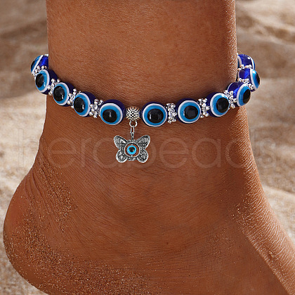 Resin Evil Eye Alloy Charm Anklets WG9874B-01-1