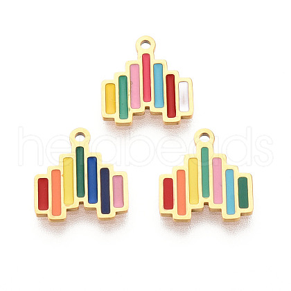Rainbow Color 304 Stainless Steel Enamel Charms STAS-T065-51G-1