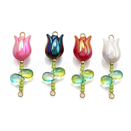 UV Plated Acrylic Flower Links Connector Charms PALLOY-TA00272-1