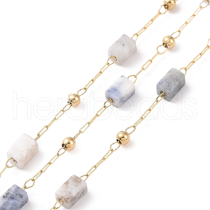 Natural Sodalite Rectangle Beaded Chains AJEW-SZ0002-42B-1