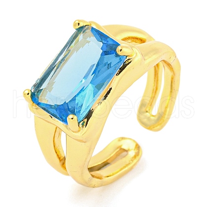 304 Stainless Steel Cubic Zirconia Open Cuff Ring RJEW-S406-05G-05-1