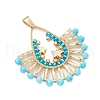 Bohemia Style Glass Twisted Bugle Fan Beaded Pendants PALLOY-MZ00518-3