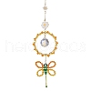 Alloy Enamel Flower & Glass Beads Ring Pendant Decorations HJEW-TA00256-1