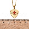 304 Stainless Steel Red Cubic Zirconia Heart Pendant Necklaces NJEW-S439-06G-5