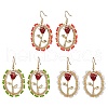 Valentine's Day Alloy Enamel Seed Glass Dangle Earrings EJEW-MZ00391-2