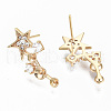 Brass Micro Pave Clear Cubic Zirconia Earring Findings KK-S356-127G-NF-2