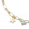Natural Larimar/Moss Agate/Fluorite/Rutilated Quartz/Garnet Chips Charm Brass Figaro Chain Anklets AJEW-AN00667-4