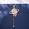 304 Stainless Steel Hot Pearl Enamel Constellation Planet Pendant Necklaces NJEW-D310-01L-G-5