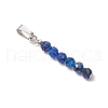 12Pcs 12 Styles Natural Mixed Stone Faceted Round Beaded Pendants PALLOY-JF03556-02-4