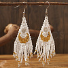 Vintage Ethnic Handmade Glass Seed Beads Moon Dangle Earrings JT7942-1-1