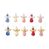 Opaque Resin Flower Rose Beads with  Glass Pearl Round Bead and Tibetan Style Alloy Fairy Wing Beads and Brass Ball Head pins Pendants PALLOY-JF03594-1
